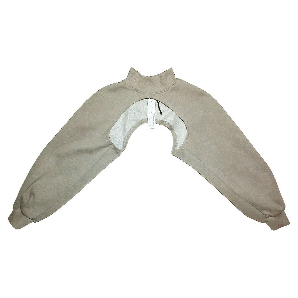 ZARA Beige Tan Arm Cuff Warmers Mock Neck Ribbed Sweatshirt Sz S Great Condition